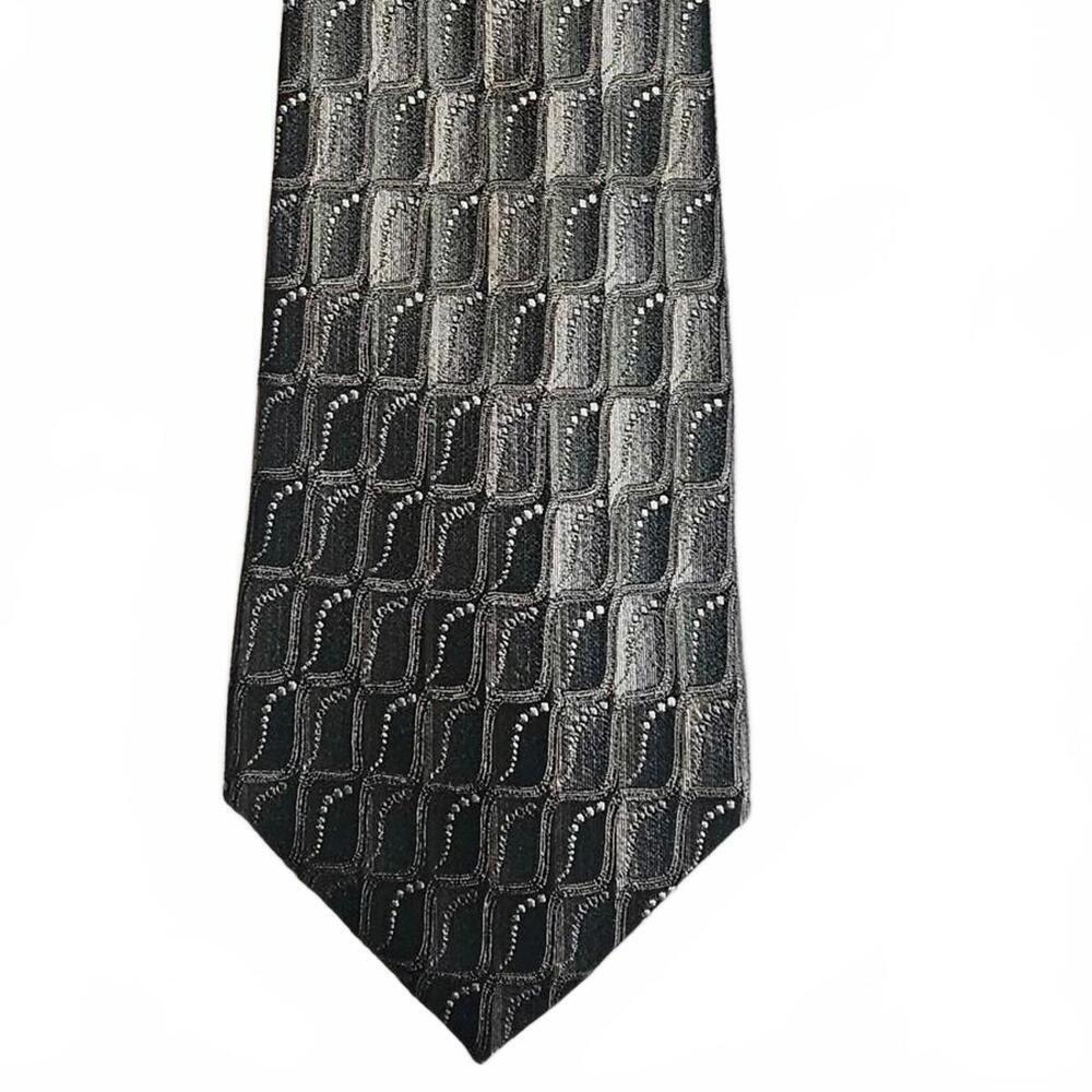 Pierre Cardin Black Geometric Pattern Silk Tie